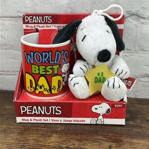 New Snoopy World's Best Dad Mug And Plush Peanuts Worldwide Father's Day Gift